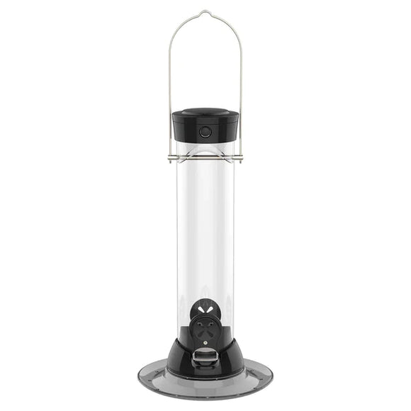 Classic Brands Droll Yankees® Onyx Clever Clean® Thistle Finch Feeder with Easy Opening (13 inches 2 Ports, Black)