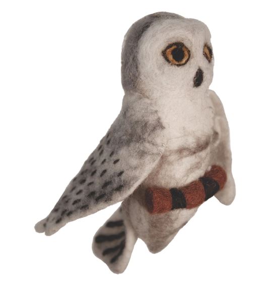 DZI Handmade Designs Wild Woolies Felt Bird Garden Ornament - Snowy Owl (5 inch Length)
